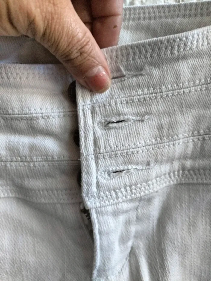 Jean blanc vintage à boutons t 46 - photo numéro 5