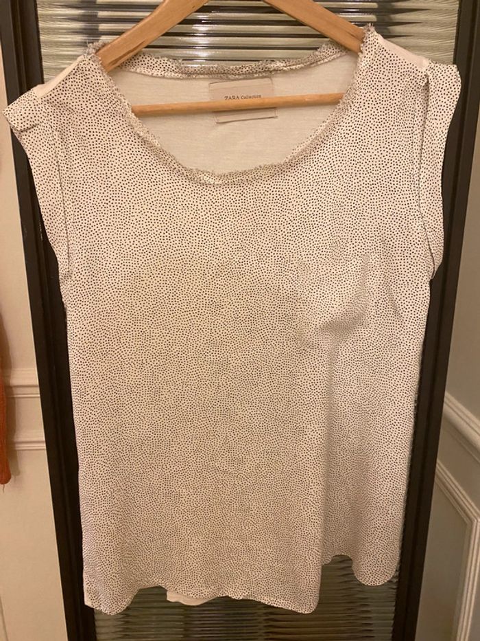 Chemisier viscose crème pois noir Zara taille L