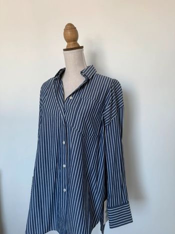 Chemise Zara S rayures camisa bleu blouse fluide Camicia Overhemd folder Blusa Camicetta femme donna