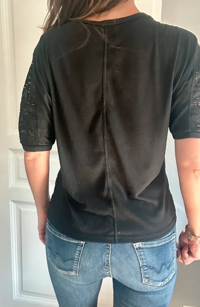 Blouse graphique & dentelle Armand Thiery – T38/M - photo numéro 2
