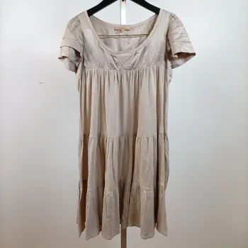 Robe courte en effet soie beige – Sandro – Taille 2 (M)A822