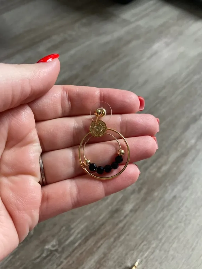 Boucles d’oreilles noires - photo numéro 2
