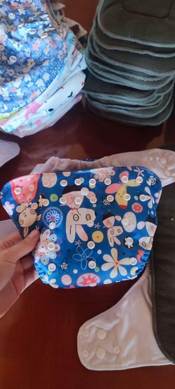 24 couches lavables pour bébé de 0 à 3 ans + 30 inserts doublure charbon + 24 inserts en microfibre - photo numéro 2