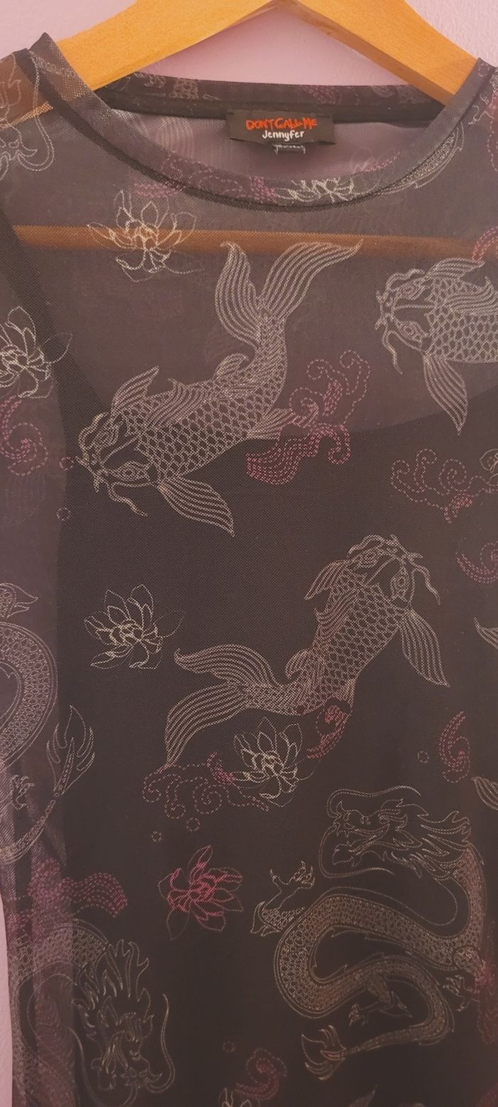 Robe courte moulante motif dragon et carpe - photo numéro 5