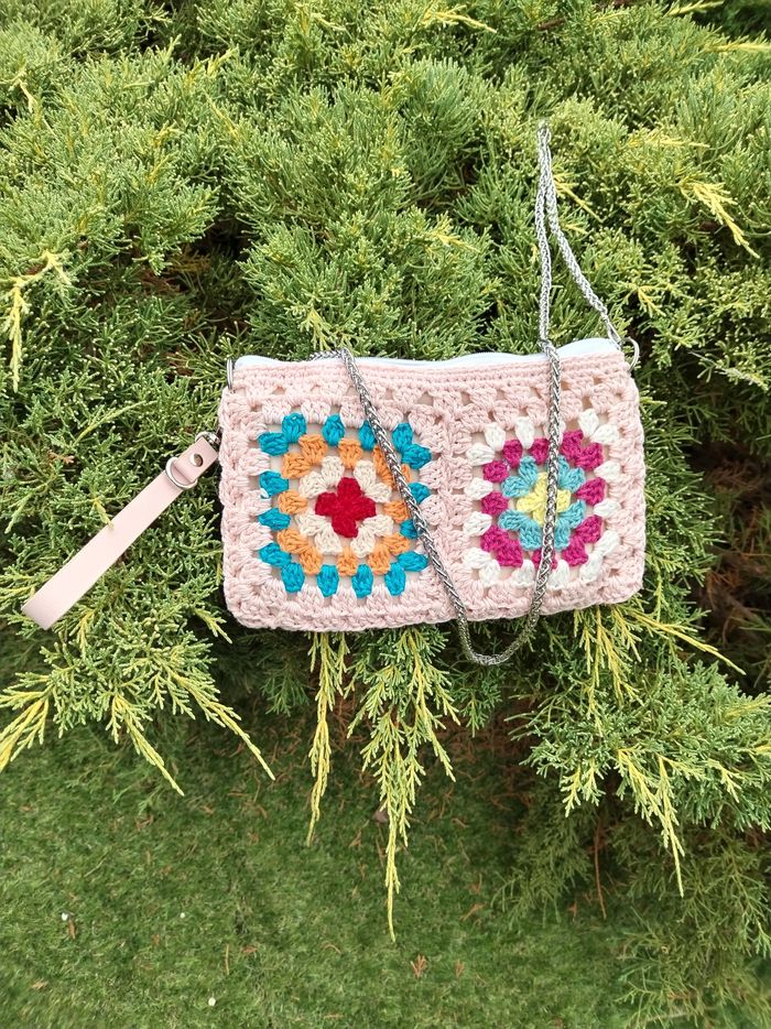 Sac à main Pochette femme crochet rose - photo numéro 5