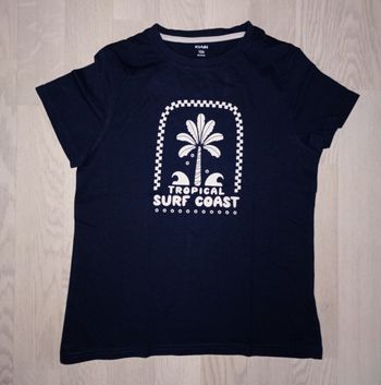Tee-shirt bleu marine motif palmier Kiabi 
T. 10 ans