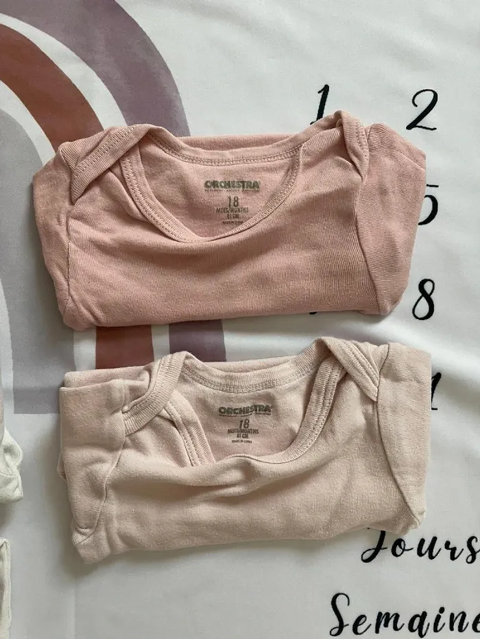 Lot de 5 bodys manches longues – Bébé fille – Taille 18 mois - photo numéro 3