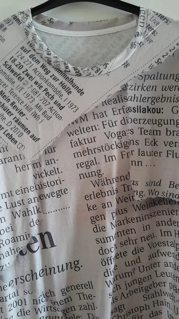 T-shirt homme ou femme, beige, imprimé journal, 3XL - photo numéro 2