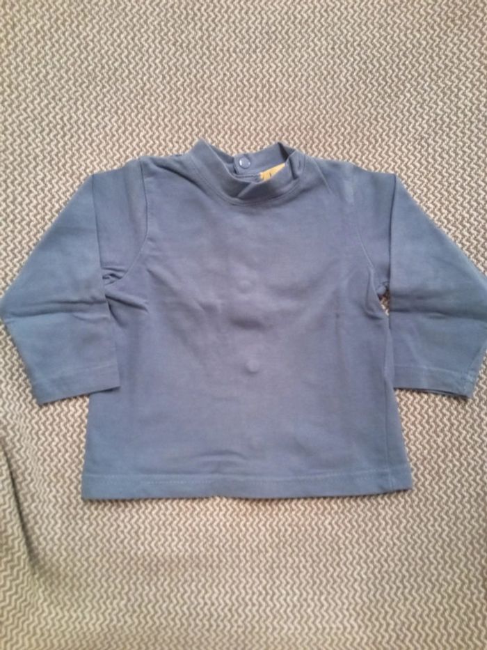 T-shirt manche longue bleu T.12 mois - Culbuto