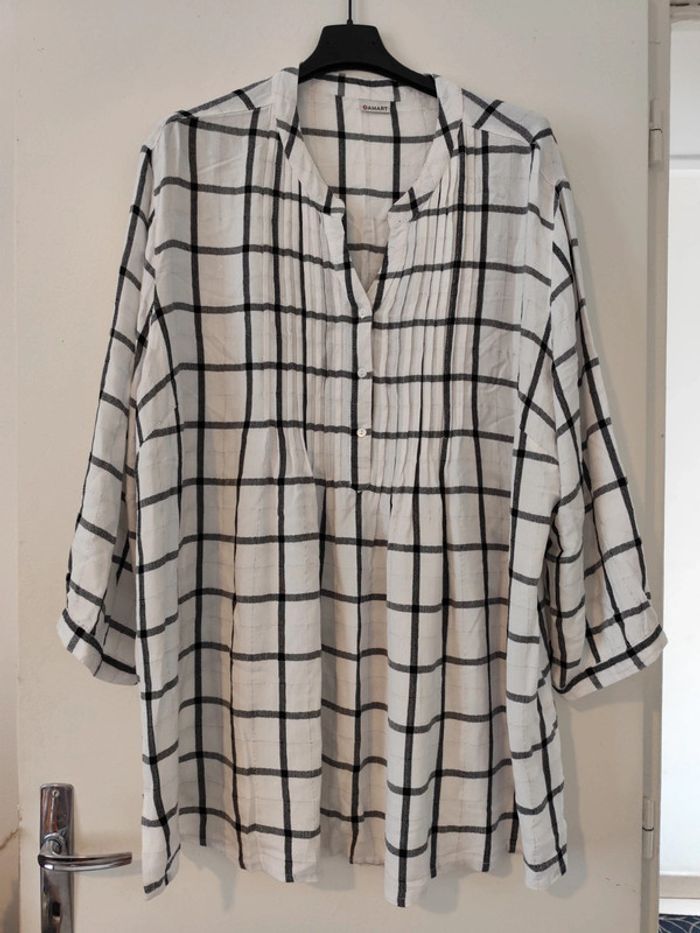 Blouse chemise blanche quadrillée taille 54 Damart