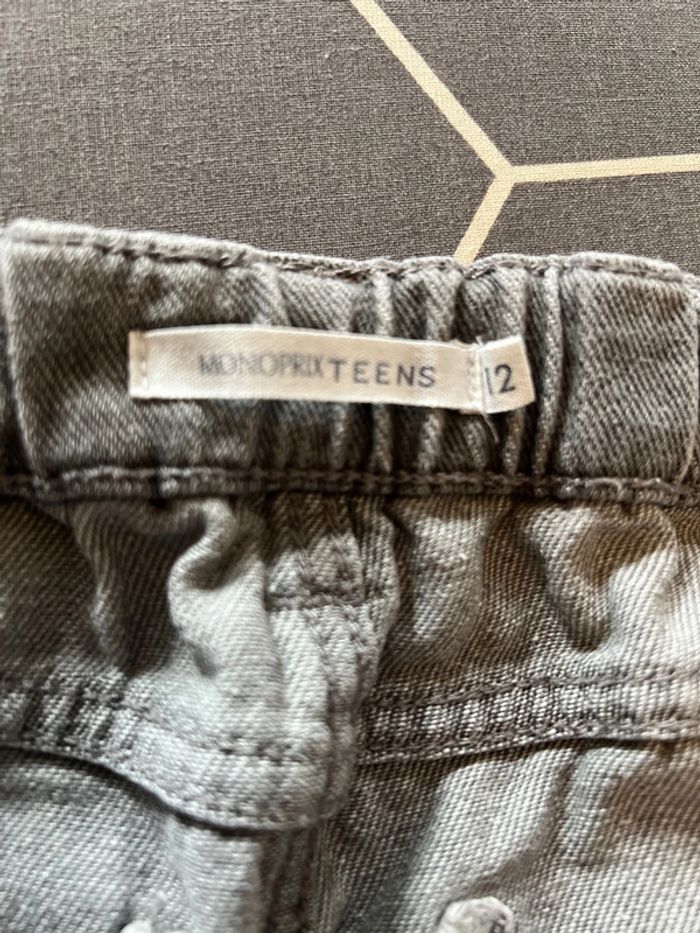 Jean court taille haute gris 12 ans - Monoprix Teens - photo numéro 3