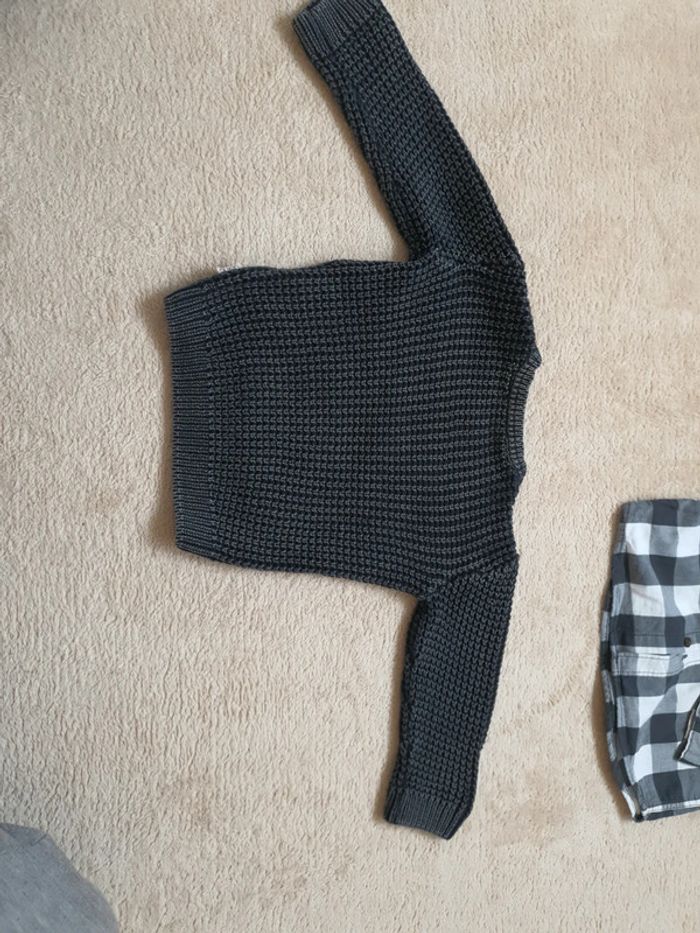 9/12 mois lot mi saison garçon jean slim motard et cargo slim pull maille et chemise carreaux - photo numéro 11