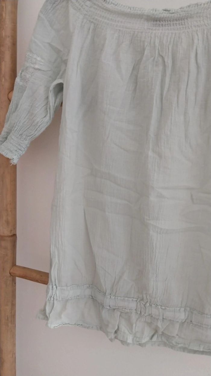 Tunique / blouse bohème vert d'eau en coton excellent état taille 4 ans - photo numéro 7