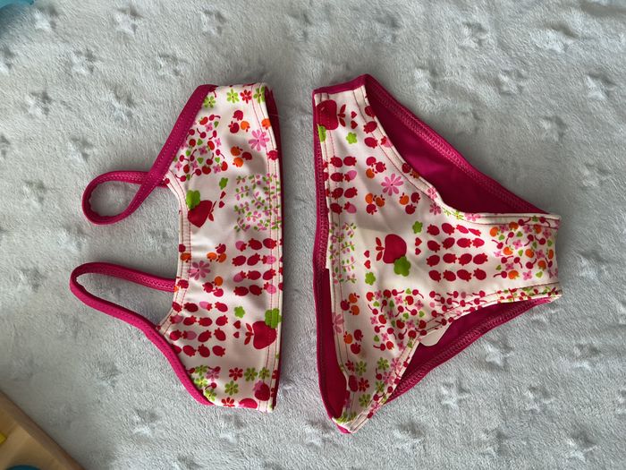 maillot de bain 2 pièces rose et blanc 18 mois pommette - photo numéro 4