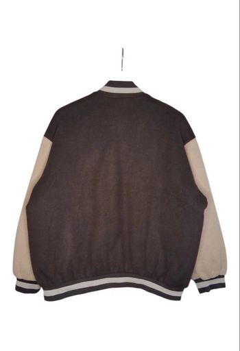 Blouson varsity / teddy marron & beige – patch brodé taille M