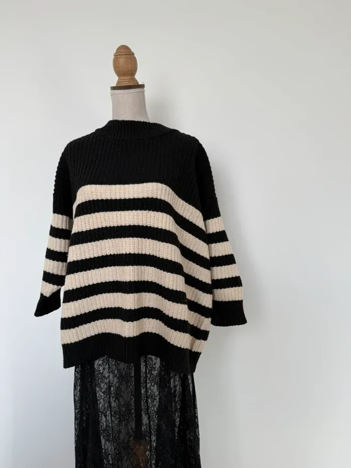 Pull rayé rayures Zara maille S vest sweat camisa blusa Maglia camicia sweater maglione suéter trui - photo numéro 2