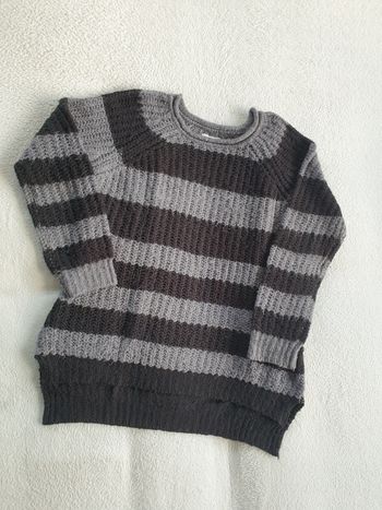 Pull femme M noir et gris