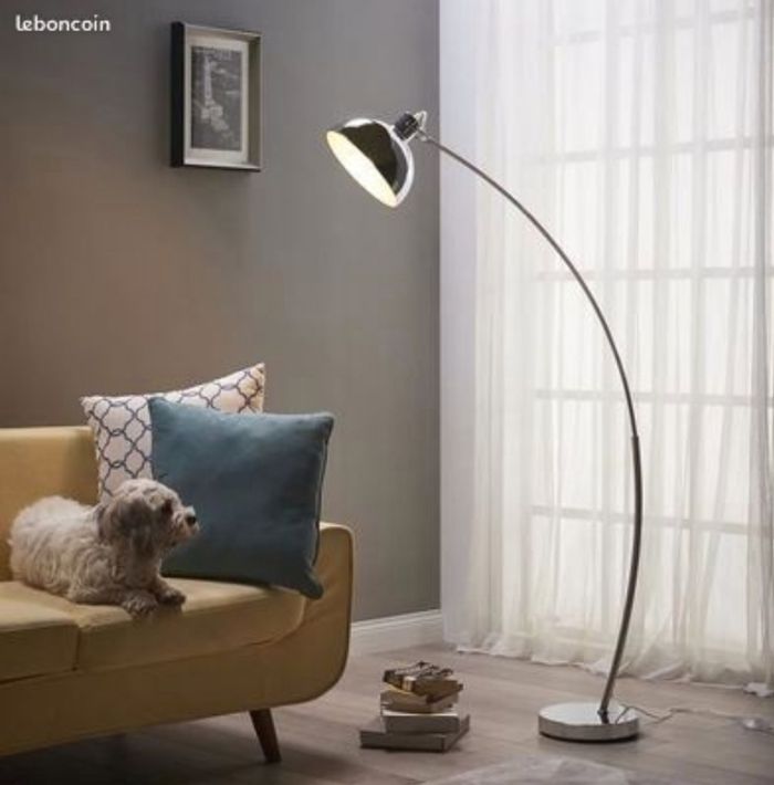 Lampadaire Arco métal arc lampe de salon sur pied arc intérieur chrome
