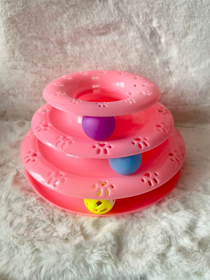 Jouet pour chat tour rose avec 3 balles Neuf - photo numéro 6