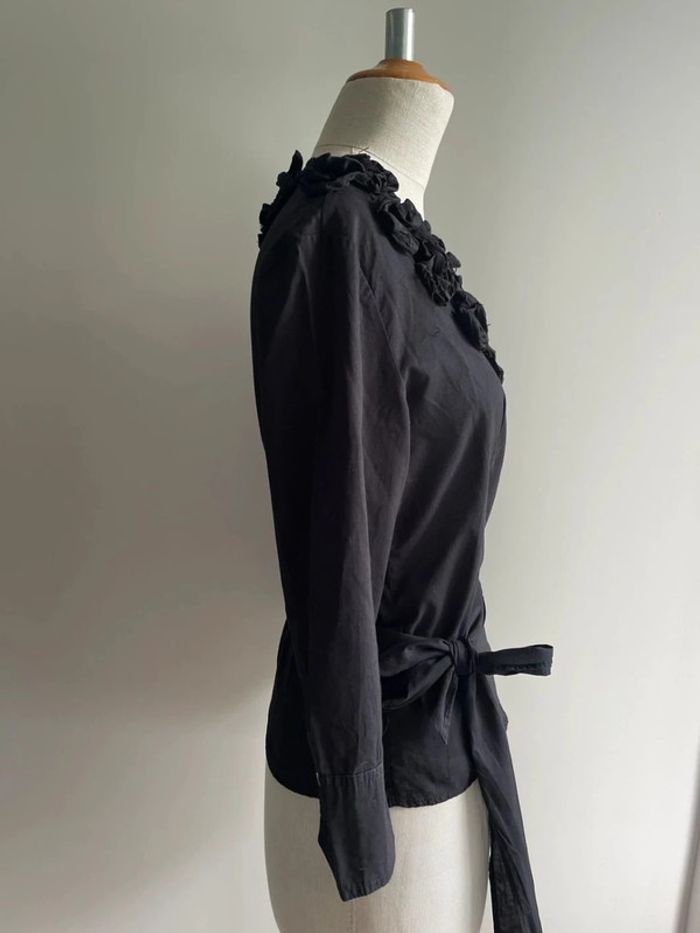 Cache-cœur fleuri noir en coton - photo numéro 4
