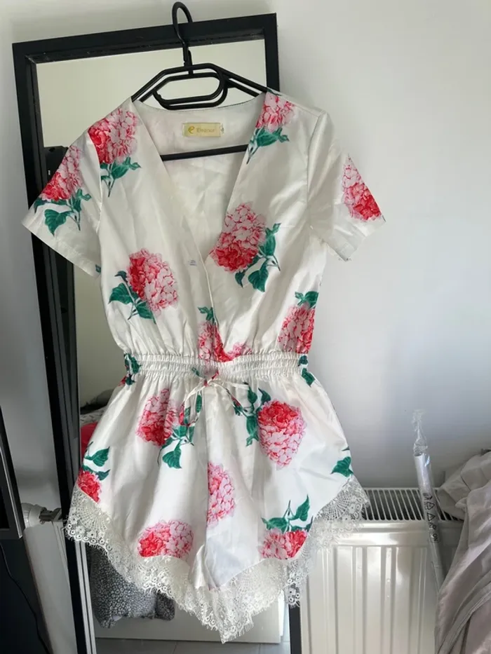 Combi short fleuri