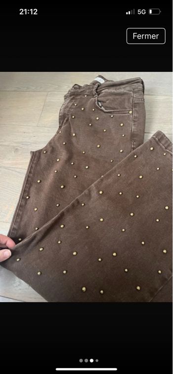 Jean marron Wide leg cloutée T38 Folyrose