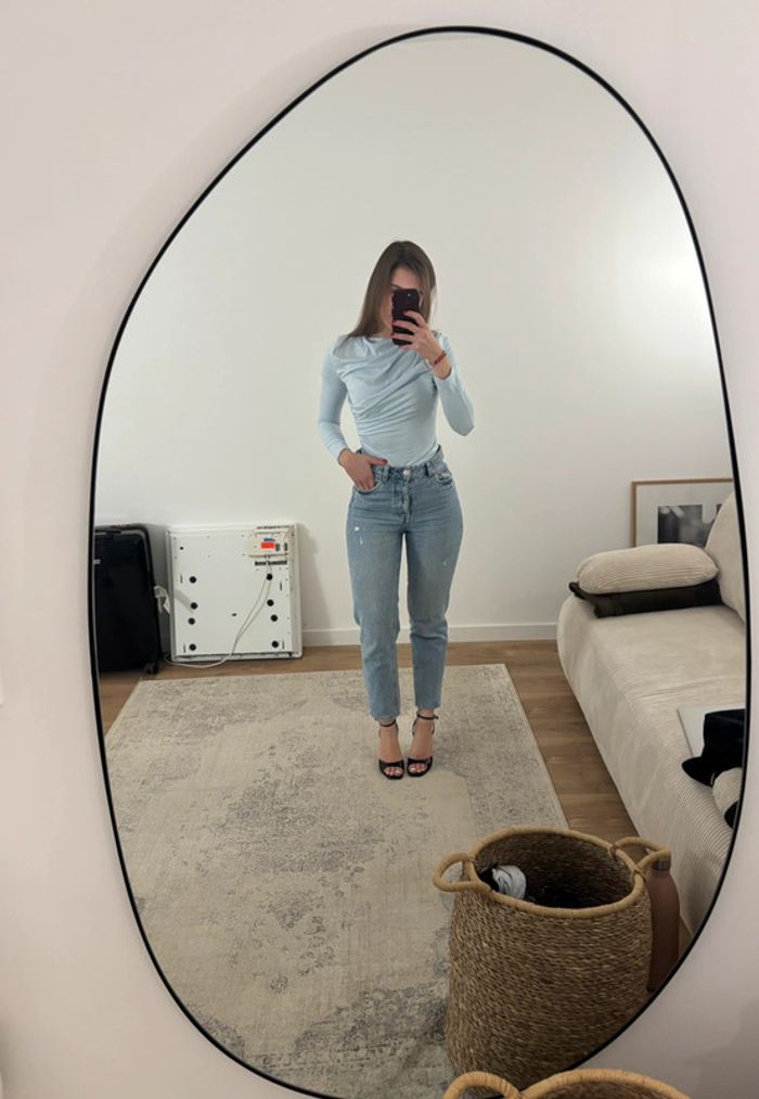 Top manche longue froncé bleu clair SHEIN femme taille S - FR36 - W26