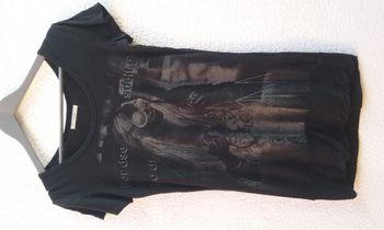 T-shirt long imprimé noir femme