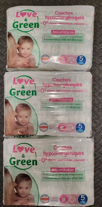 3 paquets de couches love and green taille 5