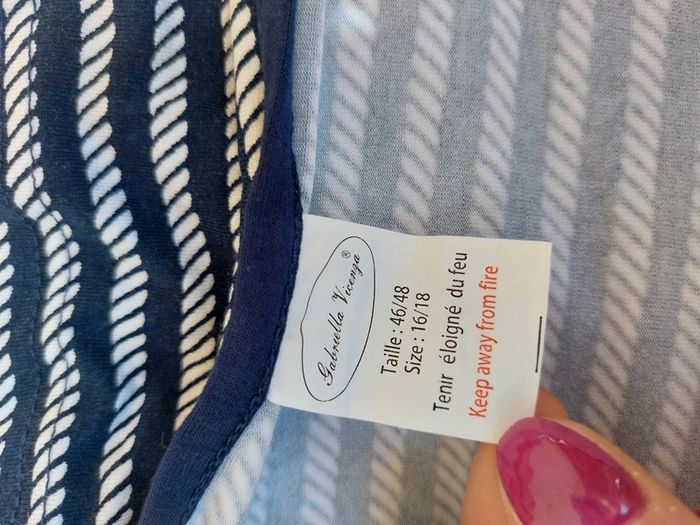 Blouse fluide manches courtes 2 en 1 marinière taille 46-48 - photo numéro 7