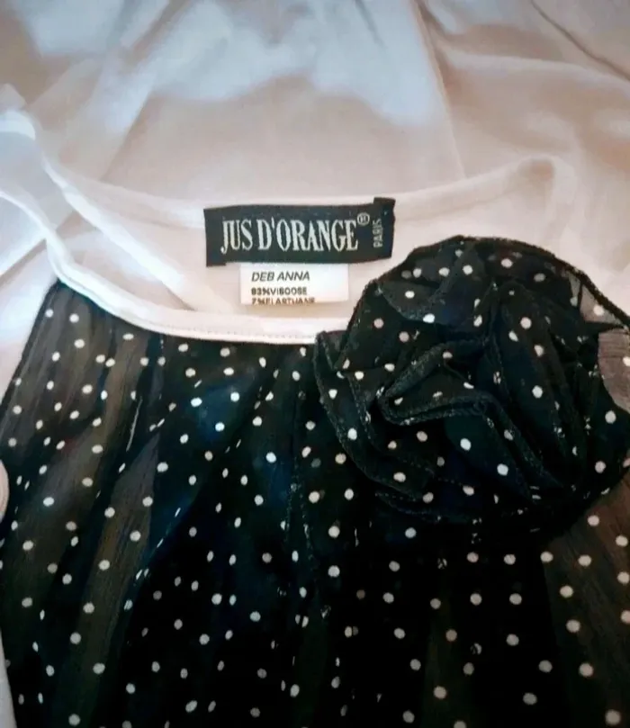 Blouse blanche noire à pois Jus d'orange Taille 38/40 Neuve - photo numéro 5