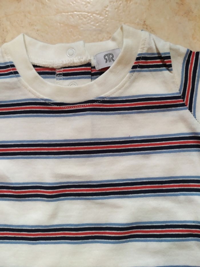 Ensemble short jean t-shirt rayé - photo numéro 2
