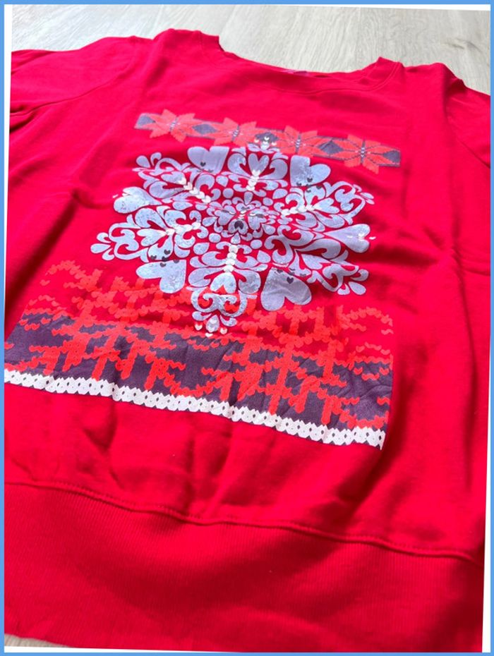 Pull vintage Rouge à motif flocon Taille L - photo numéro 9