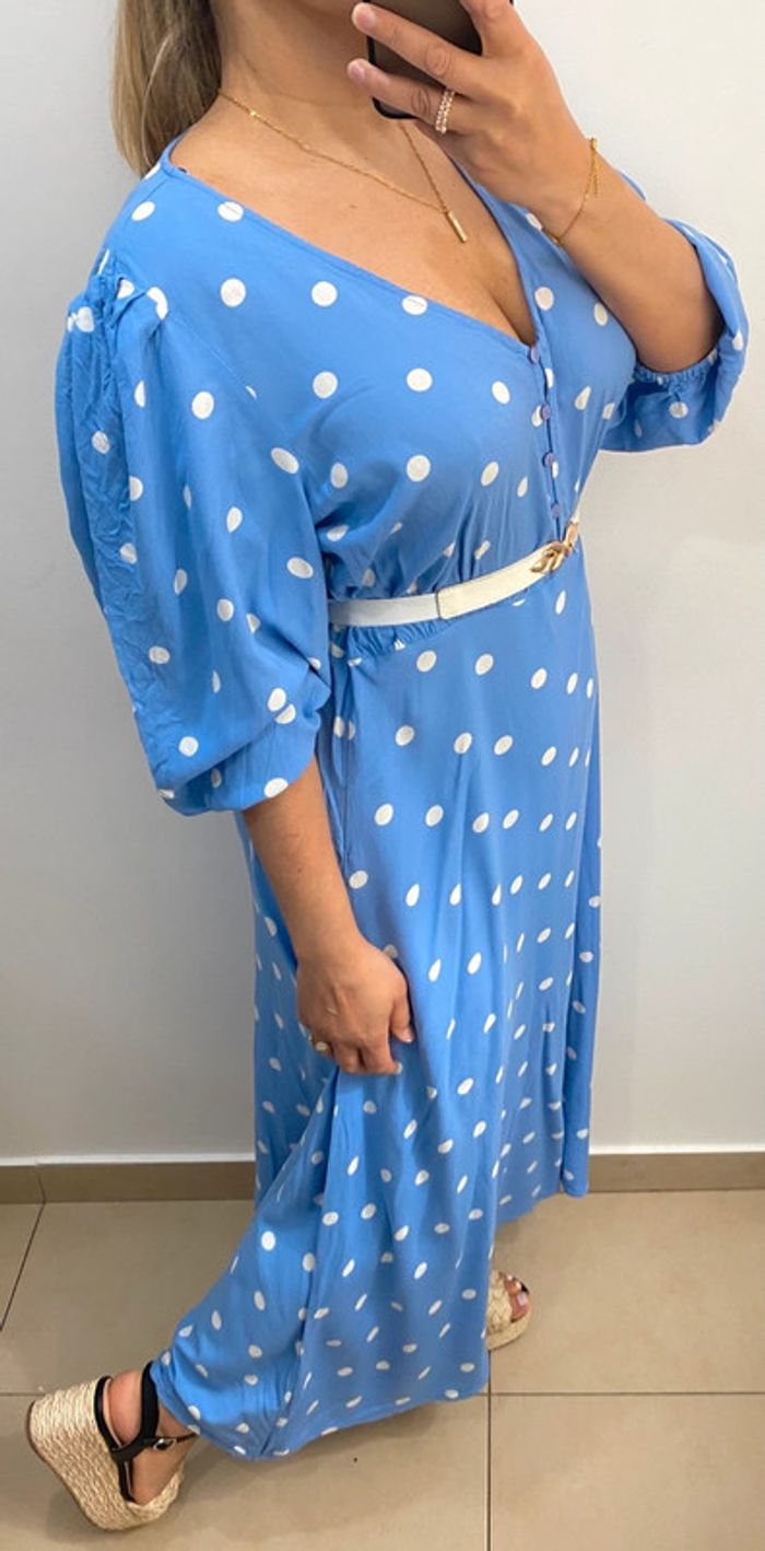 Robe Longue A Pois Taille L - photo numéro 7
