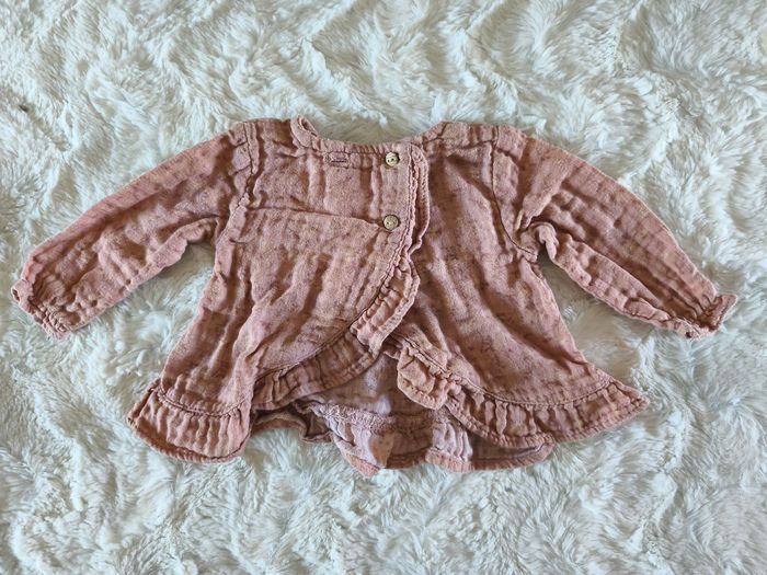 Chemisette à manches longues vieux rose Zara taille 1/3 mois - photo numéro 2