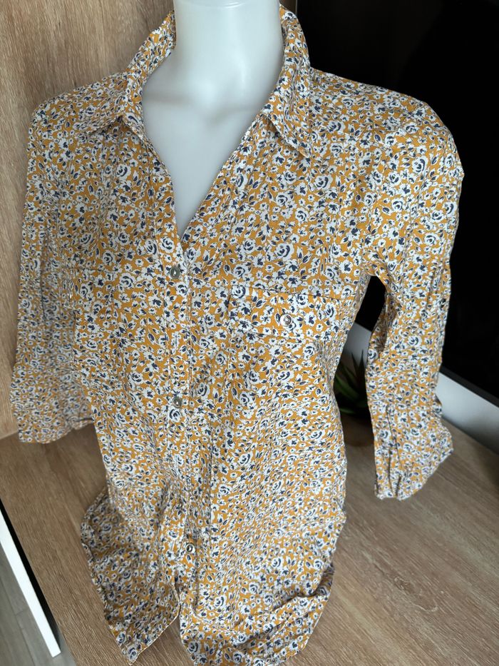 Chemise fleuri Armand Thierry jaune bleu taille S - photo numéro 2