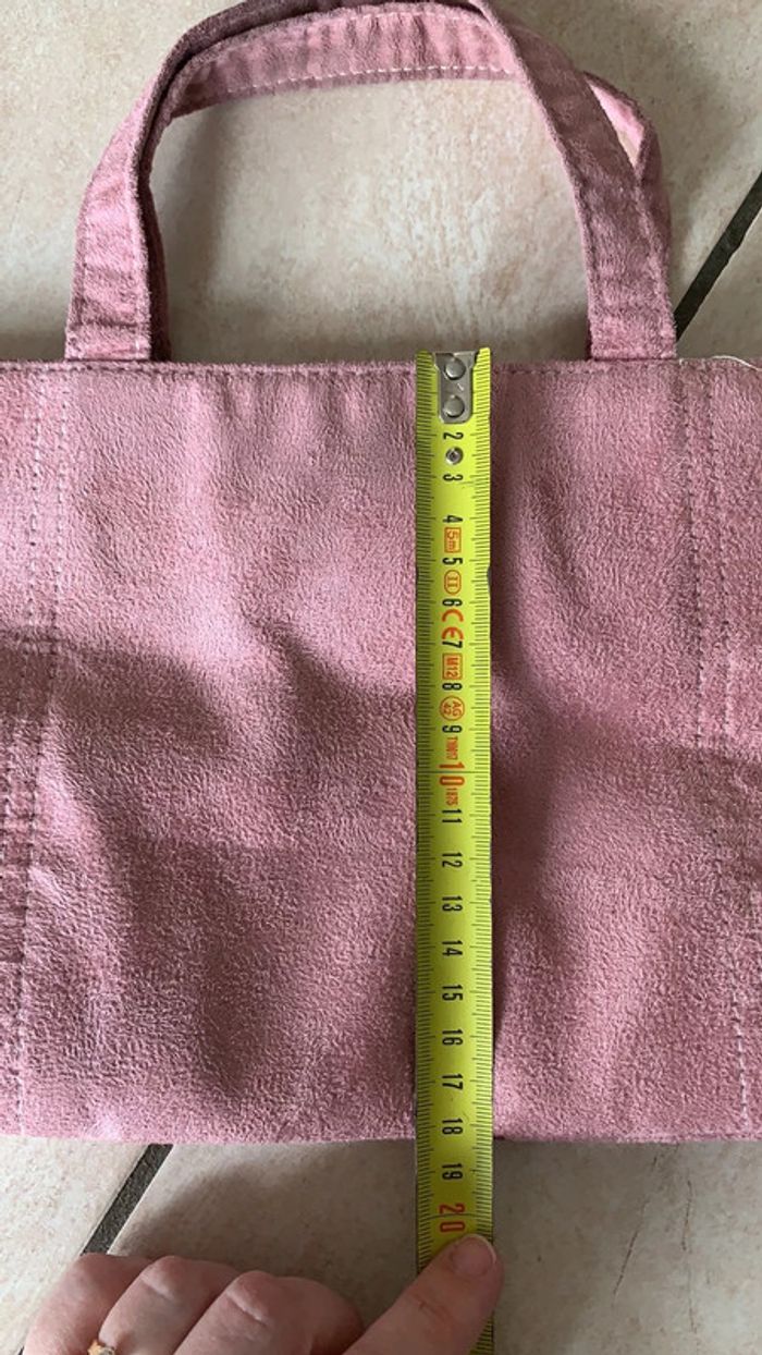 Sac et pochette téléphone rose imitation daim - photo numéro 6