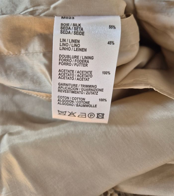 Robe Gérard Darel taille 36/S soie/lin beige broderie bas de robe - photo numéro 7