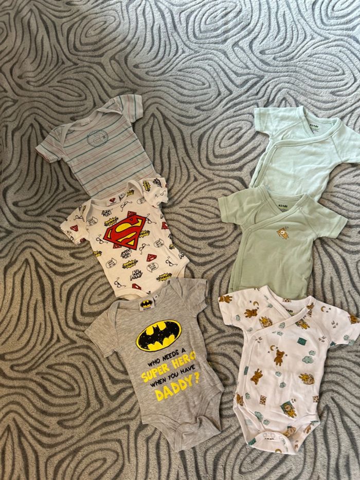Lot de 6 bodys manches courtes 3 mois