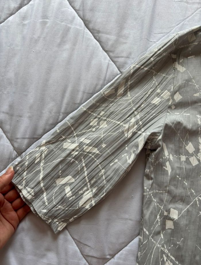Tunique blouse vintage 90s ample grise col fendu manches 3/4 – Afibel – taille M/38 France - photo numéro 7
