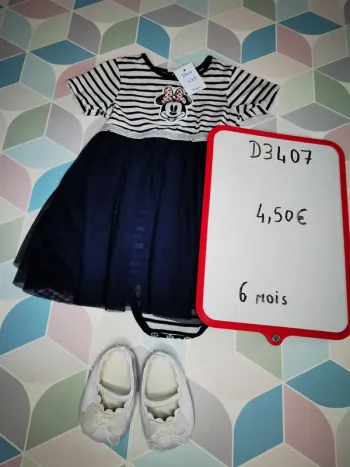 D3407 - robe + chaussures fille 6 mois