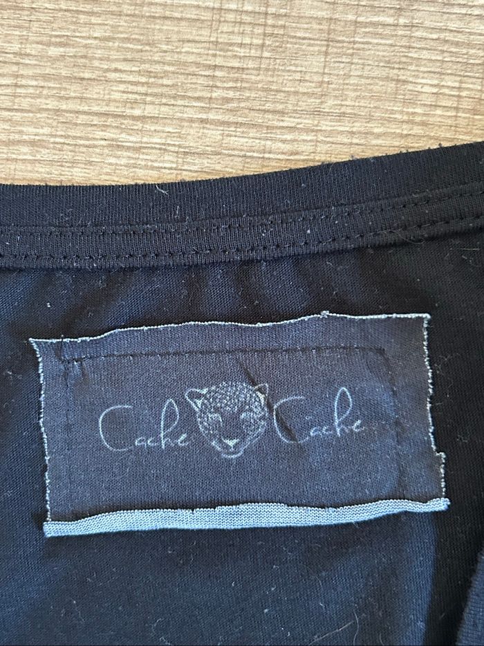 Blouse noire et grise à manches courtes Cache Cache taille 2 bon état - photo numéro 9