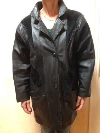 Manteau en cuir véritable agneau et daim