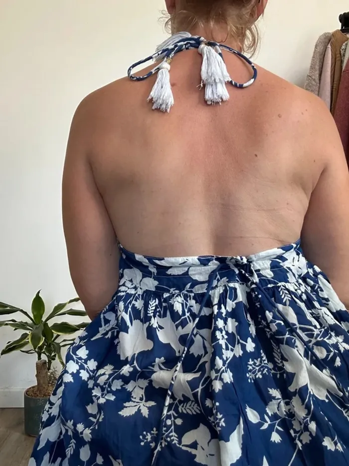 Goa Robe longue dos nu bleue et blanche – Taille 38 – Très bon état - photo numéro 7