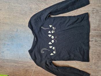 Tee shirt manche longue noir chat