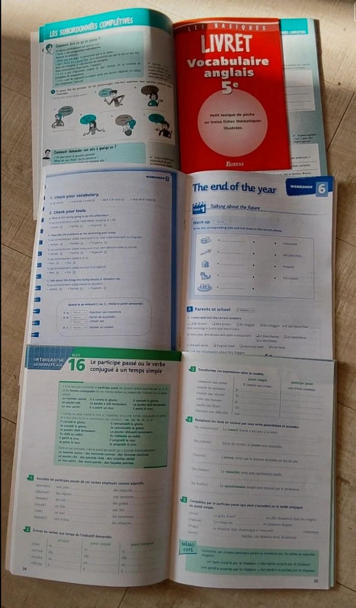 Lot de 3 livres d exercices scolaires 5 e Anglais et Français Bled /workbook - photo numéro 7