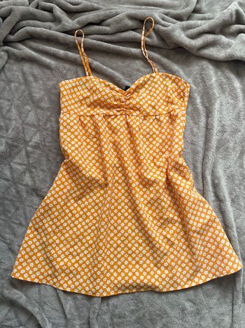 Robe légère orange à fleurs blanche H&M taille 40 parfait état
