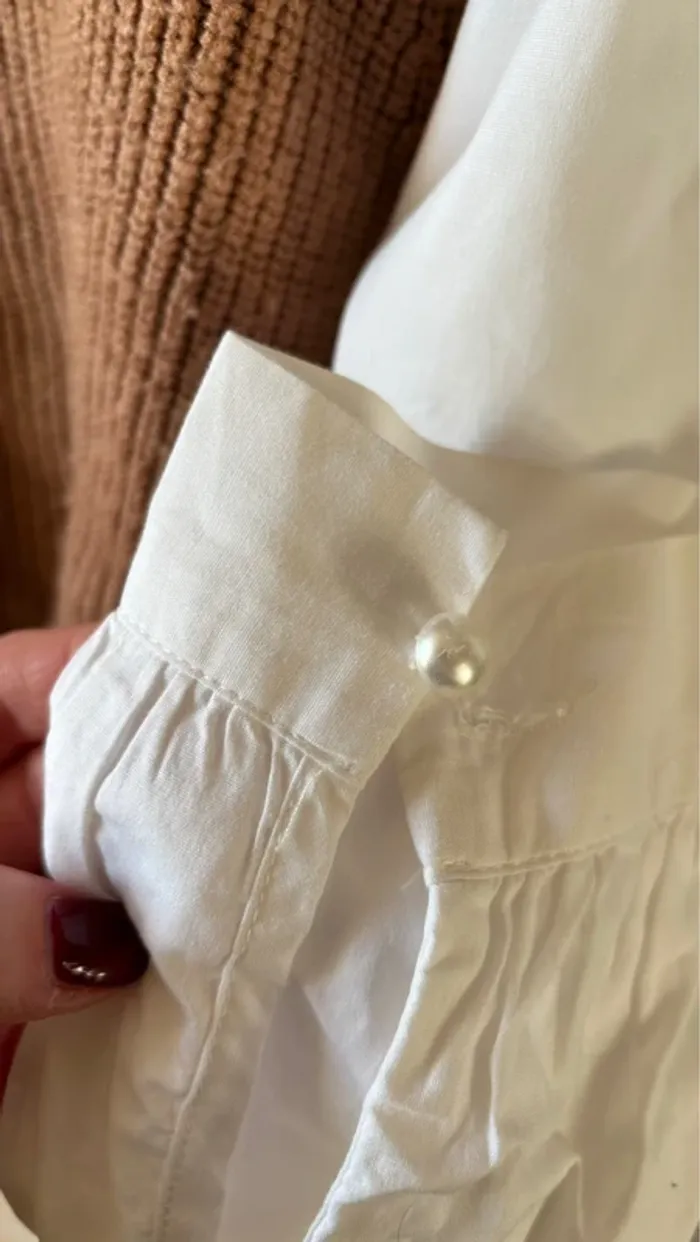 Pull maille marron avec blouse intégrée - photo numéro 7