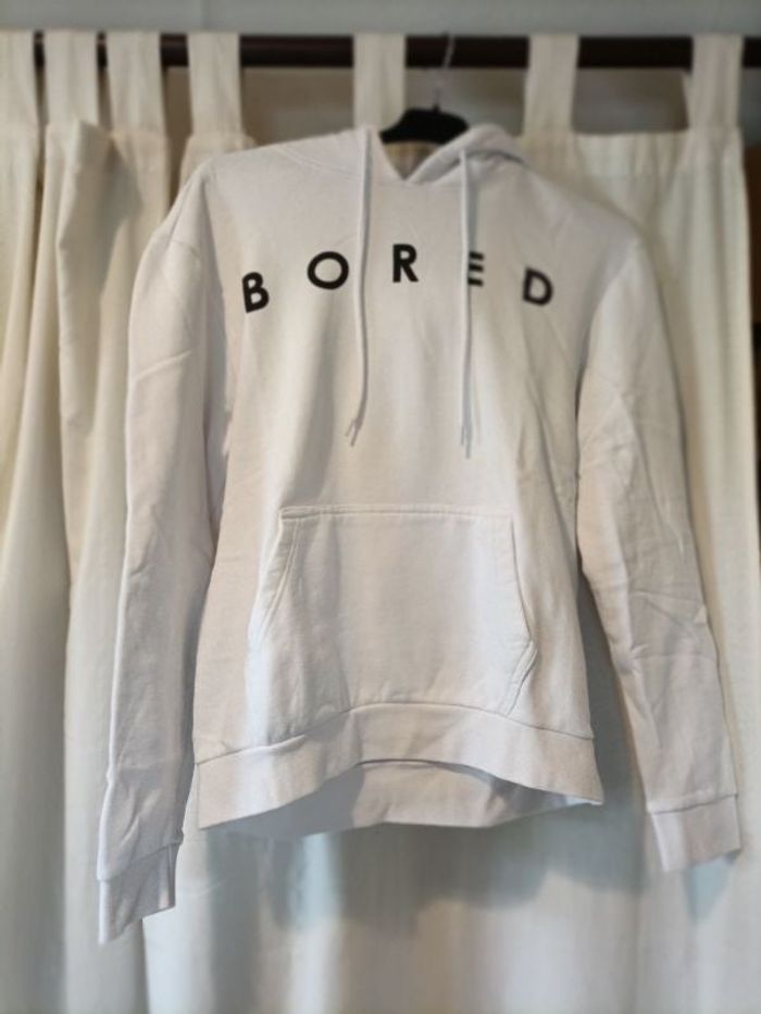 Pull sweat à capuche blanc BORED