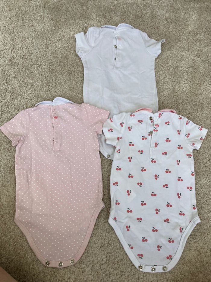 Lot de 3 bodies assortis manches courtes avec col, chics, fille - Obaibi - 3 mois - photo numéro 7